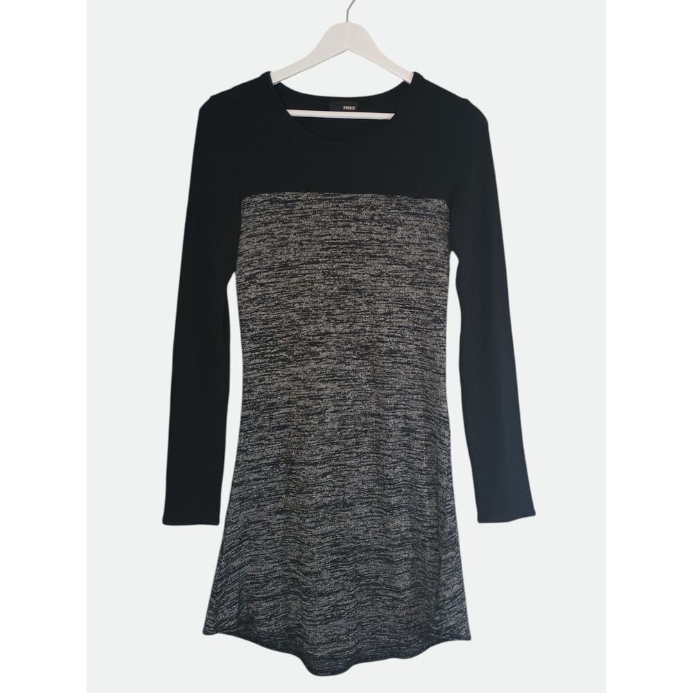 Wilfred Free Aritzia Gray Black Small Colorblock Knit Long Sleeve Mini Dress